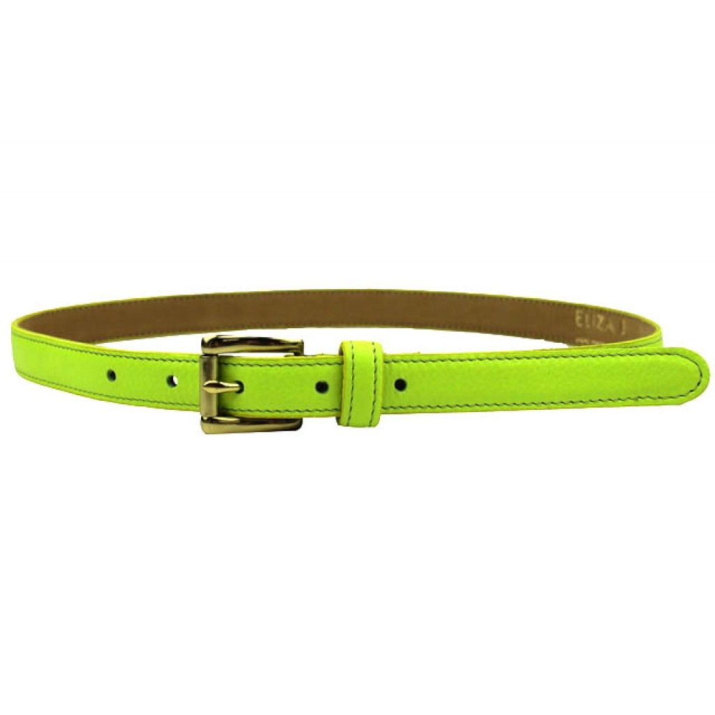 Leather Skinny Belt in Neon Green by Eliza B - Country Club Prep