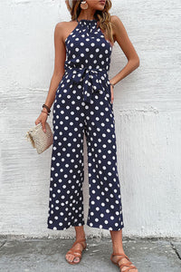 Polka Dot Grecian Wide Leg Jumpsuit - Country Club Prep