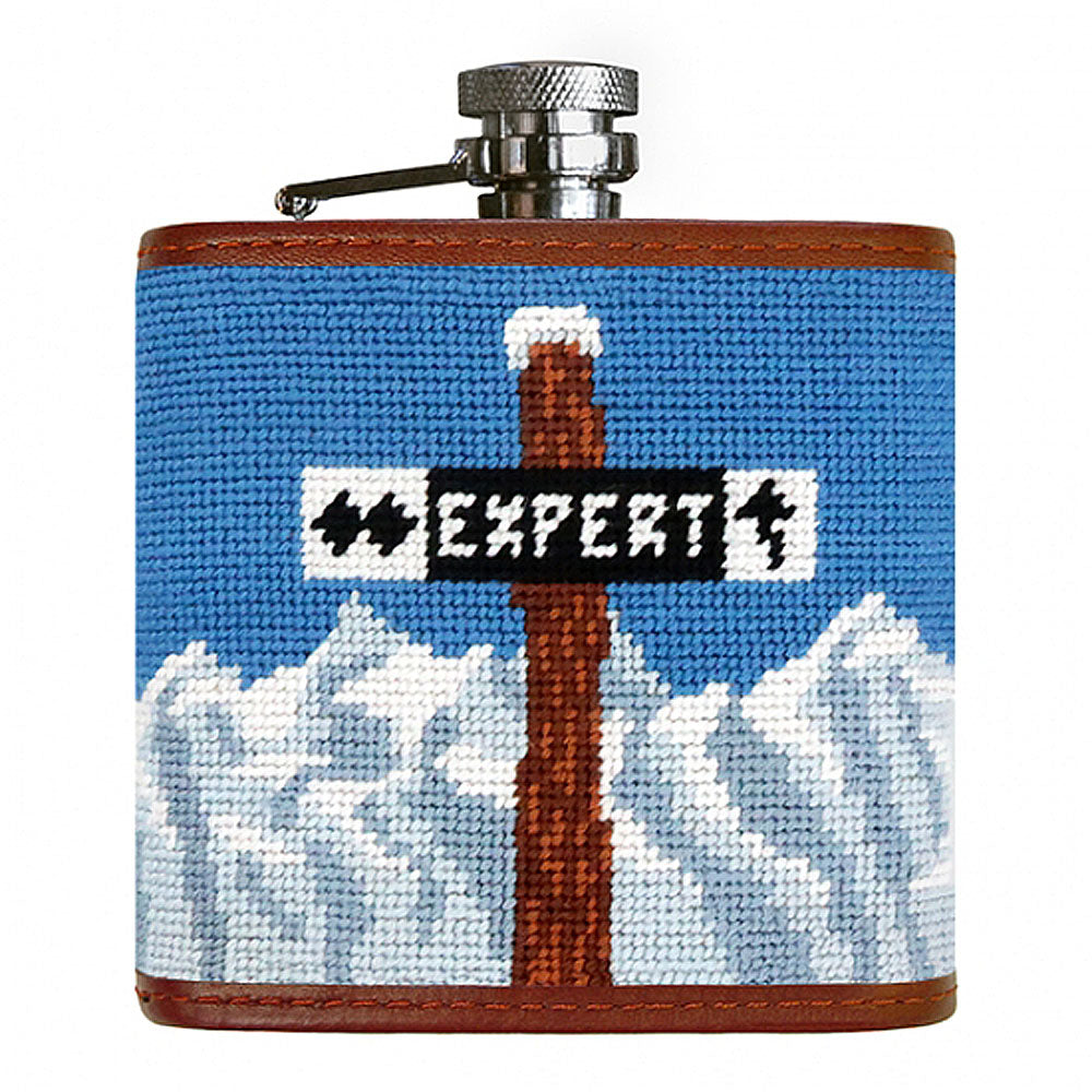 Ski Trails Needlepoint Flask by Smathers & Branson - Country Club Prep