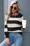 Horizontal Stripe Raglan Sleeve Sweater - Country Club Prep