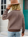 Chevron Ribbed Trim Dropped Shoulder Knit Pullover - Country Club Prep