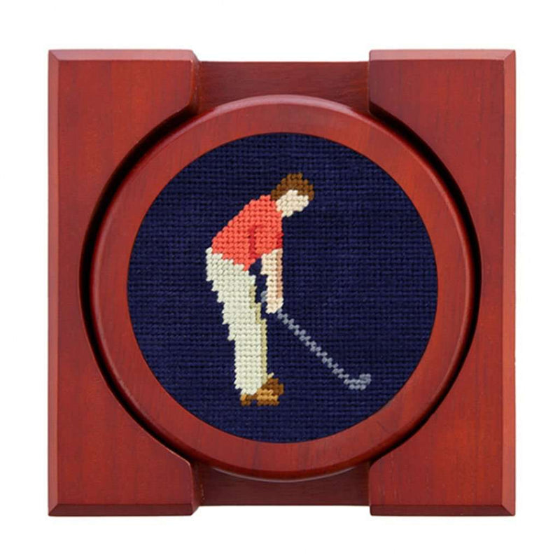 Mulligan Needlepoint Coasters in Dark Navy by Smathers & Branson - Country Club Prep