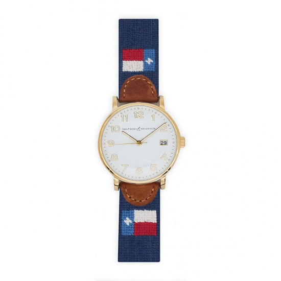 Texas Flag Needlepoint Watch by Smathers & Branson - Country Club Prep