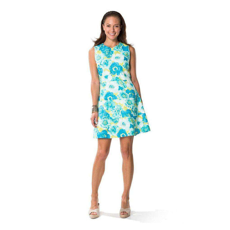 Flower Basketweave Flirty Dress in Blue by Sail to Sable - Country Club Prep