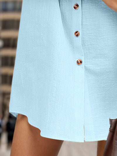 Pocketed Button Up Short Sleeve Dress - Country Club Prep