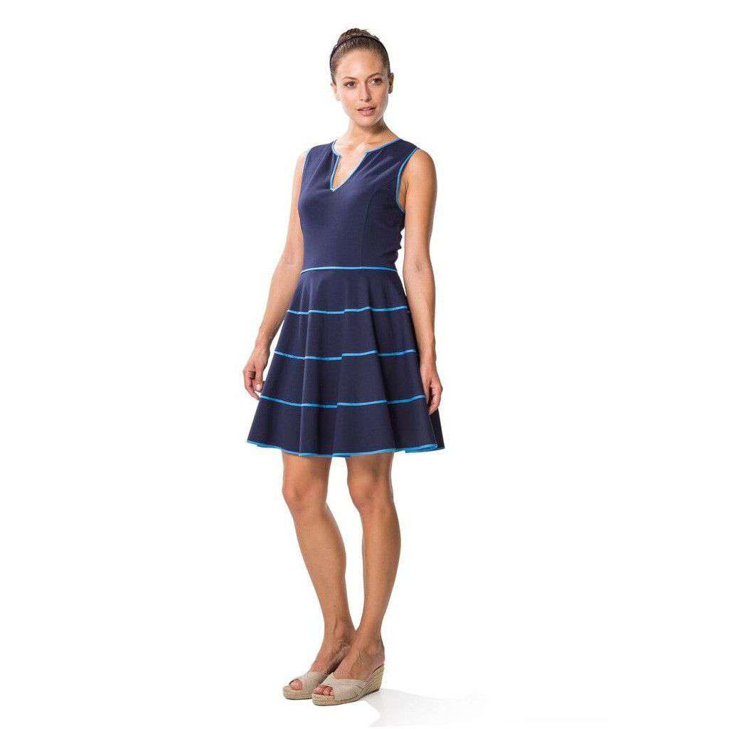 Flirty Flirty Dress in Blue Color Block by Sail to Sable - Country Club Prep