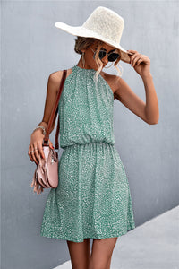 Trendy and Chic Printed Mini Dress in Green - Country Club Prep