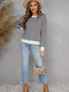 Chevron Ribbed Trim Dropped Shoulder Knit Pullover - Country Club Prep