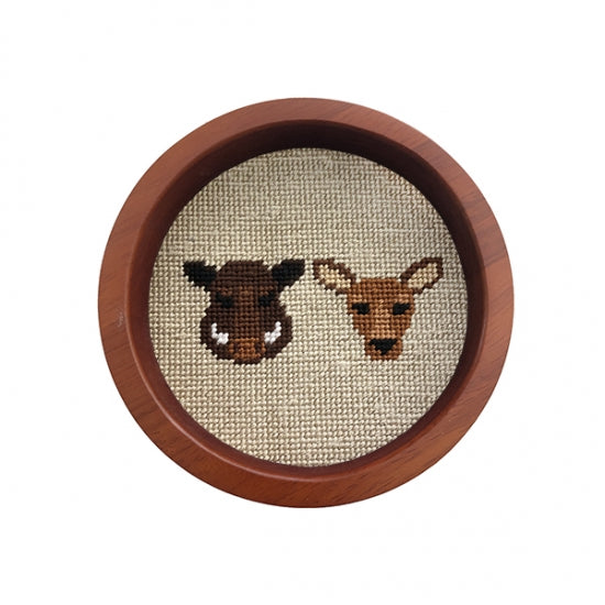 Boar Doe Needlepoint Wine Bottle Coaster by Smathers & Branson - Country Club Prep