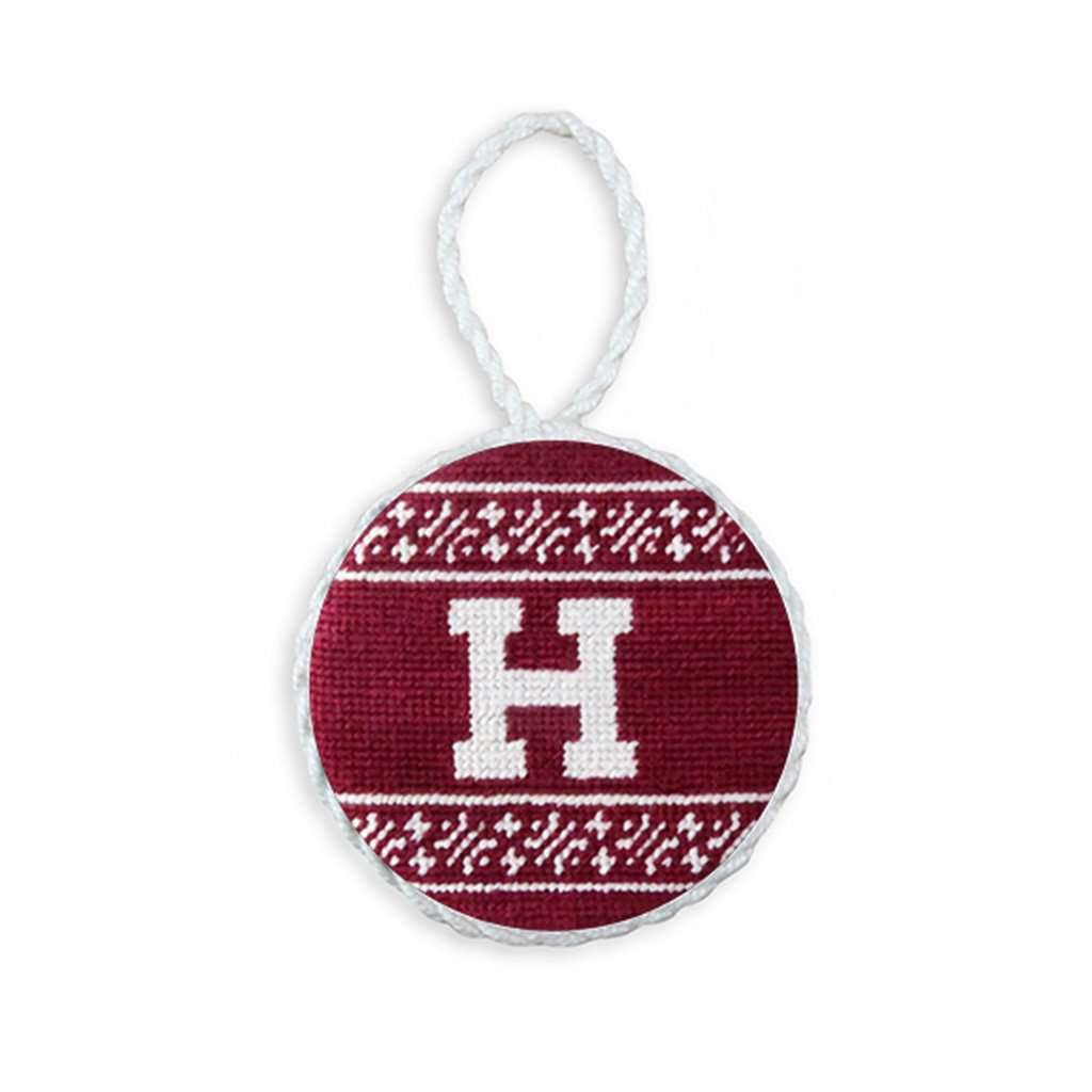 Harvard Fairisle Needlepoint Ornament by Smathers & Branson - Country Club Prep