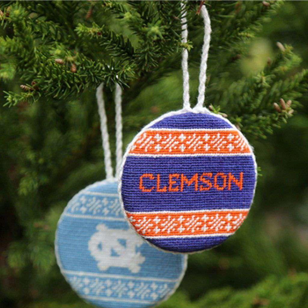 Clemson Fairisle Needlepoint Ornament by Smathers & Branson - Country Club Prep