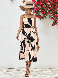 Printed Spaghetti Strap Tiered Midi Dress - Country Club Prep