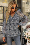 Floral Tie Neck Lantern Sleeve Blouse - Country Club Prep