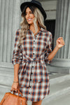 Plaid Tie Front Mini Shirt Dress - Country Club Prep