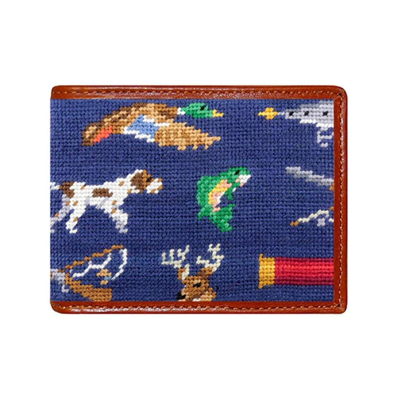 Southern Sportsman Pattern Needlepoint Bi-Fold Wallet by Smathers & Branson - Country Club Prep