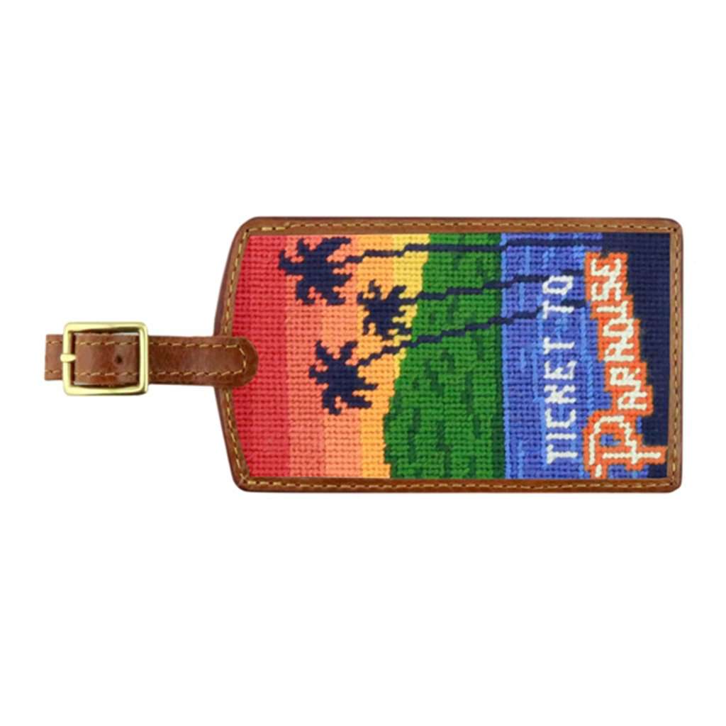 Ticket to Paradise Needlepoint Luggage Tag by Smathers & Branson - Country Club Prep