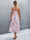 Floral Print Tie Waist Straight Neck Midi Dress - Country Club Prep