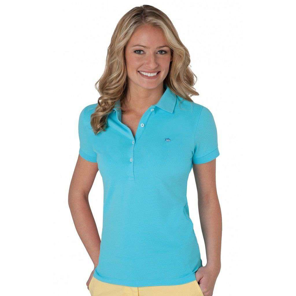 Women's 4 Button Polo in Ocean Blue by Southern Tide - Country Club Prep
