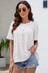 Swiss Dot Puff Sleeve Round Neck Blouse - Country Club Prep