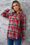 Plaid Button Front Curved Hem Collared Shirt - Country Club Prep