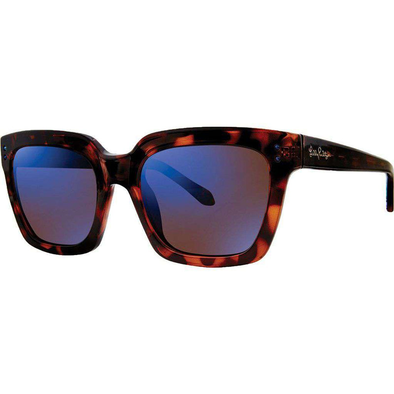 Celine Sunglasses in Dark Tortoise With Blue Lenses by Lilly Pulitzer - Country Club Prep