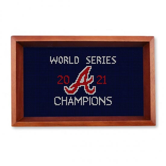 Atlanta Braves 2021 World Series Needlepoint Valet Tray by Smathers & Branson - Country Club Prep