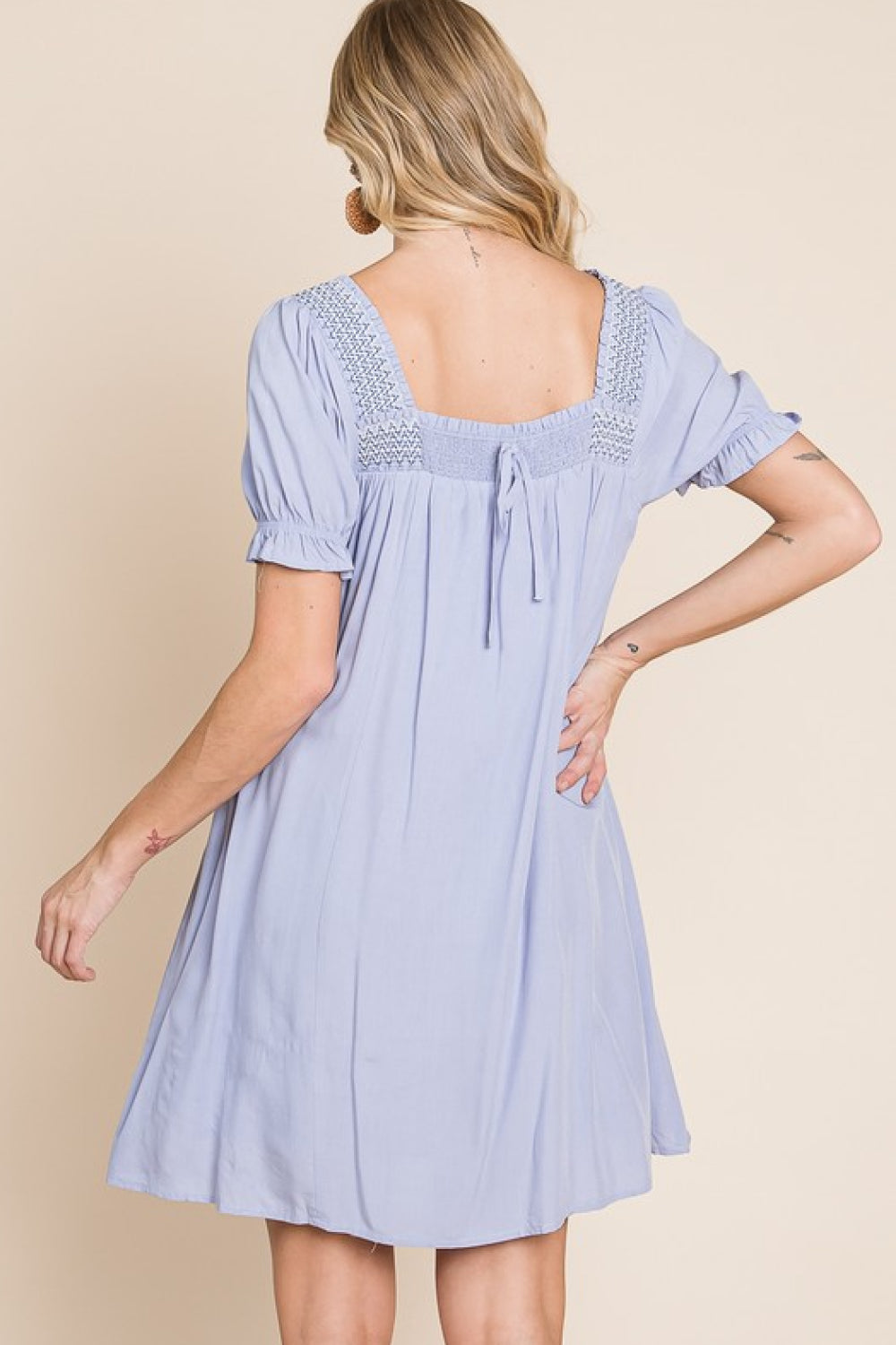 Scenic Overlook Puff Sleeve Embroidered Mini Dress - Country Club Prep