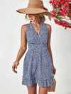 Ditsy Floral Halter Neck Ruffle Hem Dress - Country Club Prep