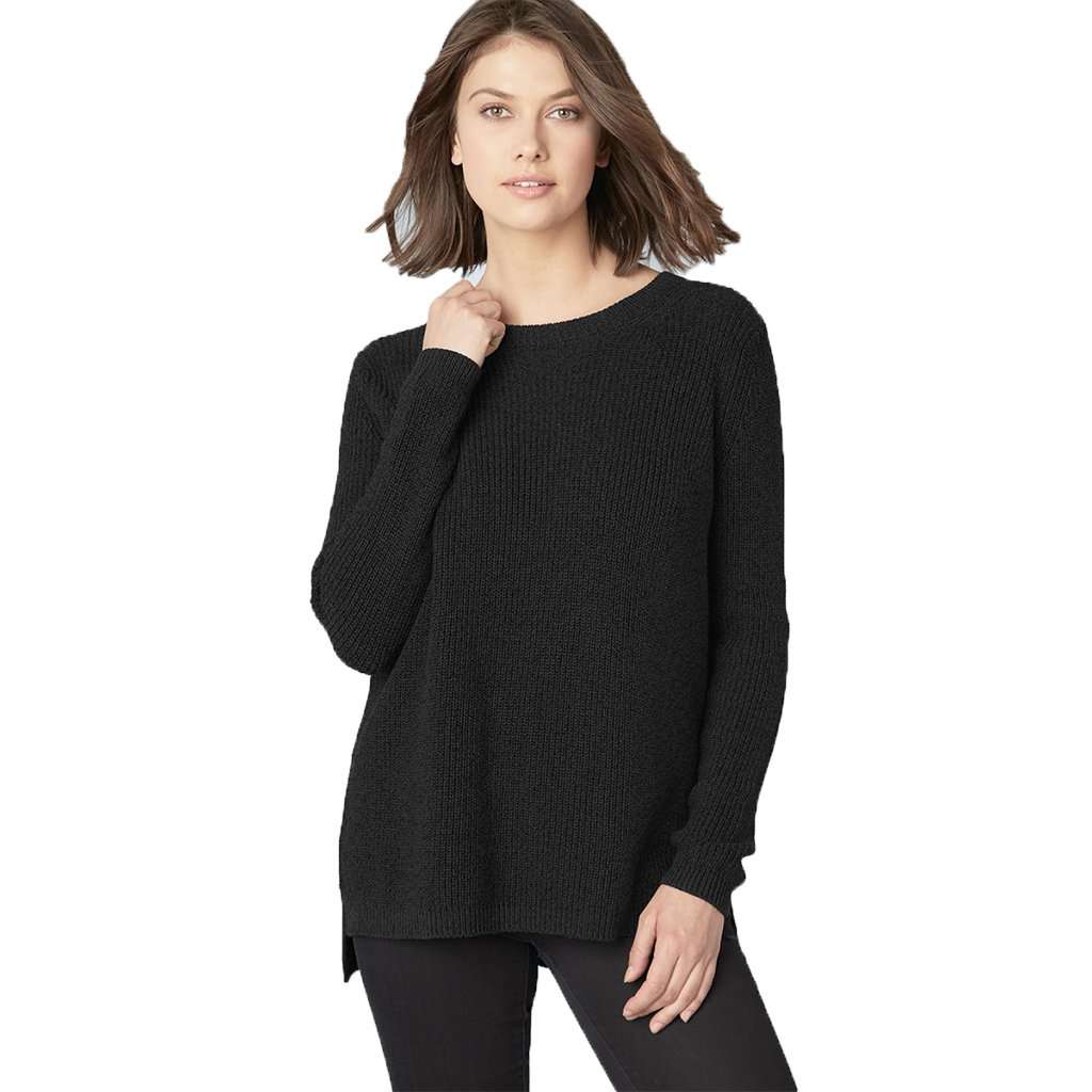 Emma Shaker Stitch Sweater in Black by 525 America - Country Club Prep