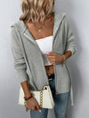 Zip-Up Drawstring Detail Hooded Cardigan - Country Club Prep