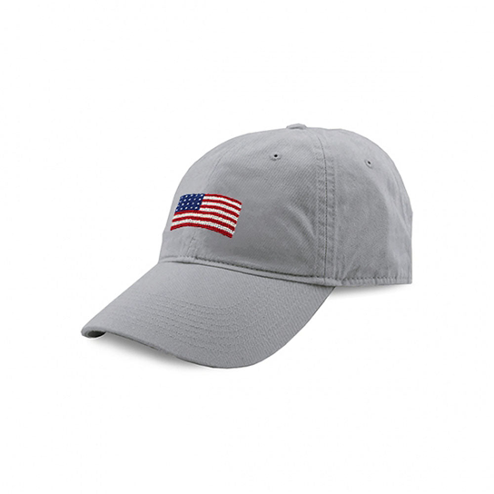 American Flag Needlepoint Hat in Grey by Smathers & Branson - Country Club Prep