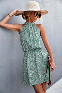 Trendy and Chic Printed Mini Dress in Green - Country Club Prep