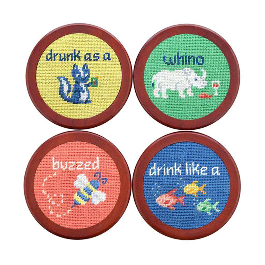 Cocktail Critters Needlepoint Coaster Set by Smathers & Branson - Country Club Prep