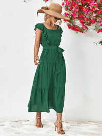 Tie Belt Ruffled Tiered Dress - Country Club Prep