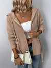 Zip-Up Drawstring Detail Hooded Cardigan - Country Club Prep