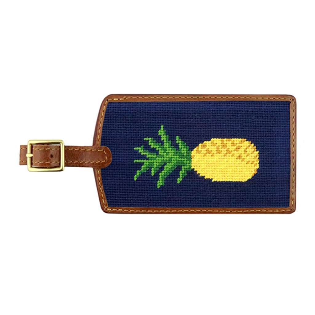 Pineapple Needlepoint Luggage Tag in Dark Navy by Smathers & Branson - Country Club Prep