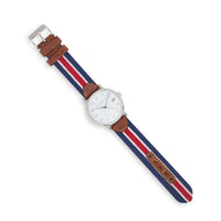 Red Multi Stripe Needlepoint Watch by Smathers & Branson - Country Club Prep