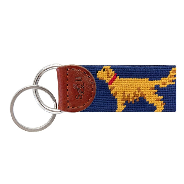 Golden Retriever Body Needlepoint Key Fob in Navy by Smathers & Branson - Country Club Prep