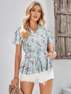 Floral Flutter Sleeve Peplum Blouse - Country Club Prep