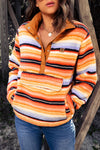 Multicolored Stripe Quarter Snap Fleece Sweatshirt - Country Club Prep