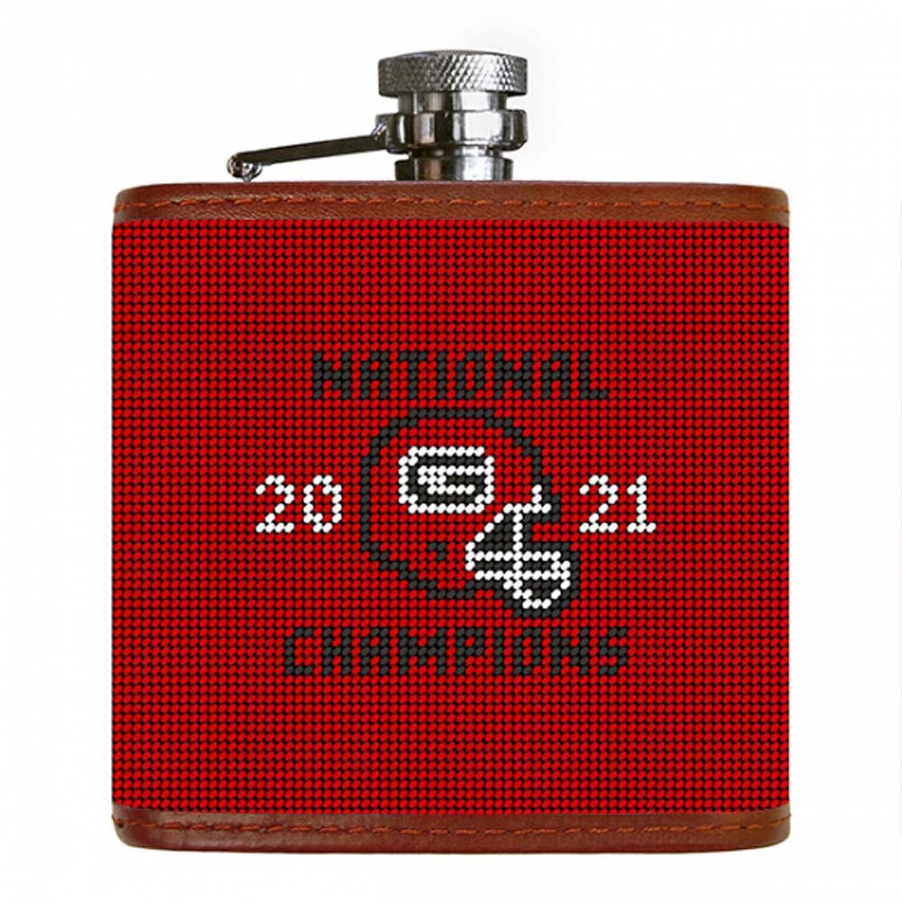 University of Georgia 2021 National Championship Needlepoint Flask by Smathers & Branson - Country Club Prep