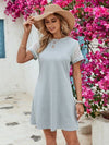 Openwork Round Neck Short Sleeve Dress - Country Club Prep