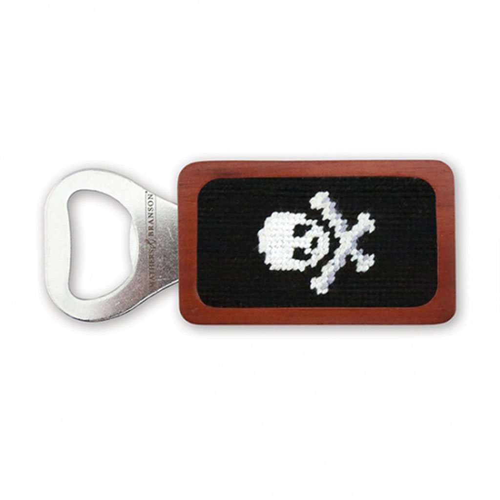 Jolly Roger Needlepoint Bottle Opener in Black by Smathers & Branson - Country Club Prep