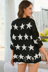 Star Pattern Round Neck Distressed Top - Country Club Prep