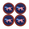 Patriotic Dog on Point Needlepoint Coaster Set by Smathers & Branson - Country Club Prep