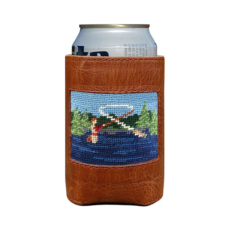 Fly Fishing Scene Needlepoint Can Cooler by Smathers & Branson - Country Club Prep