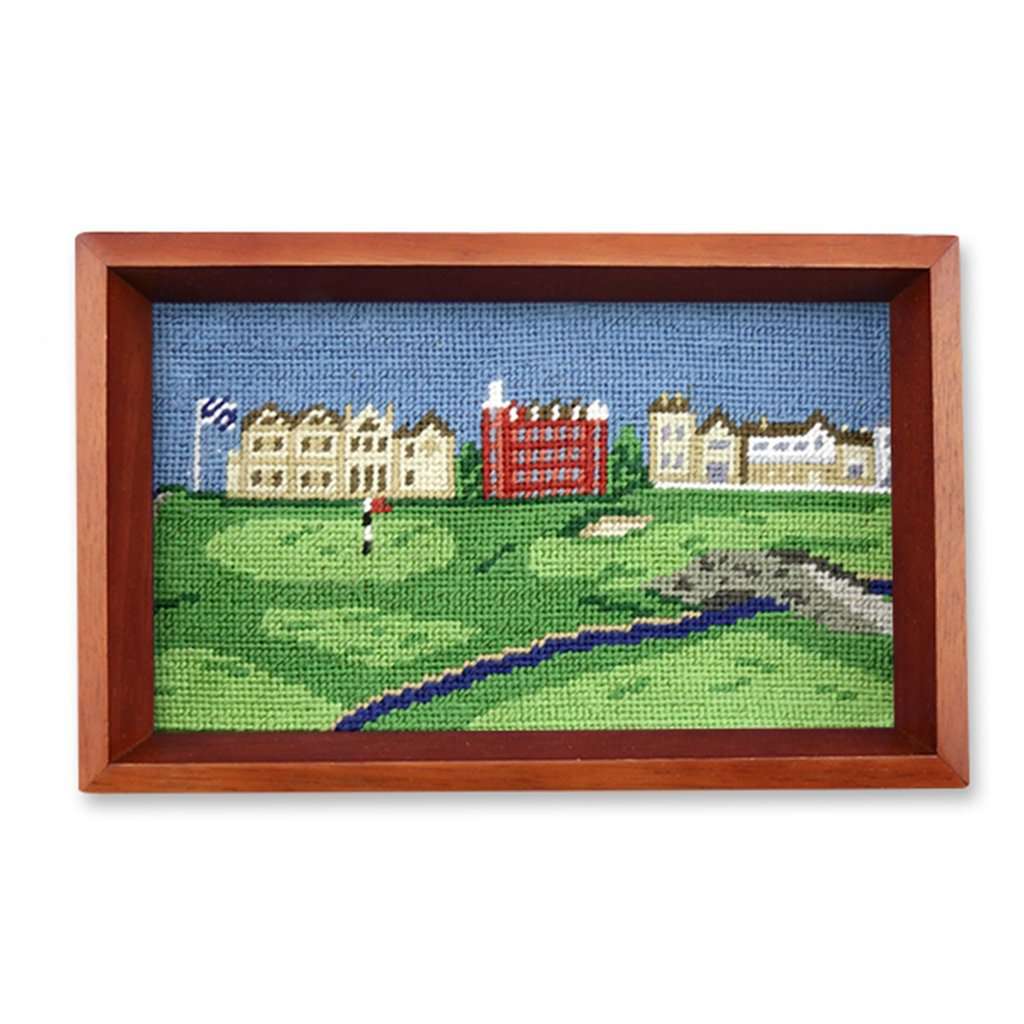 St Andrews Scene Needlepoint Valet Tray by Smathers & Branson - Country Club Prep