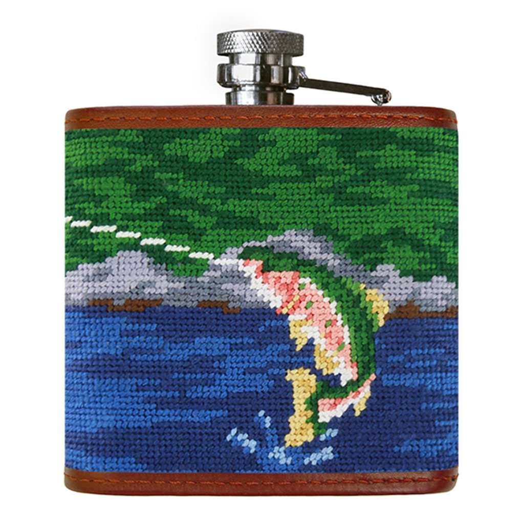 Fly Fishing Scene Needlepoint Flask by Smathers & Branson - Country Club Prep