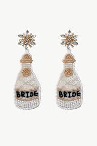 Beaded Bride Champagne Bottle Earrings - Country Club Prep