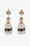 Beaded Bride Champagne Bottle Earrings - Country Club Prep